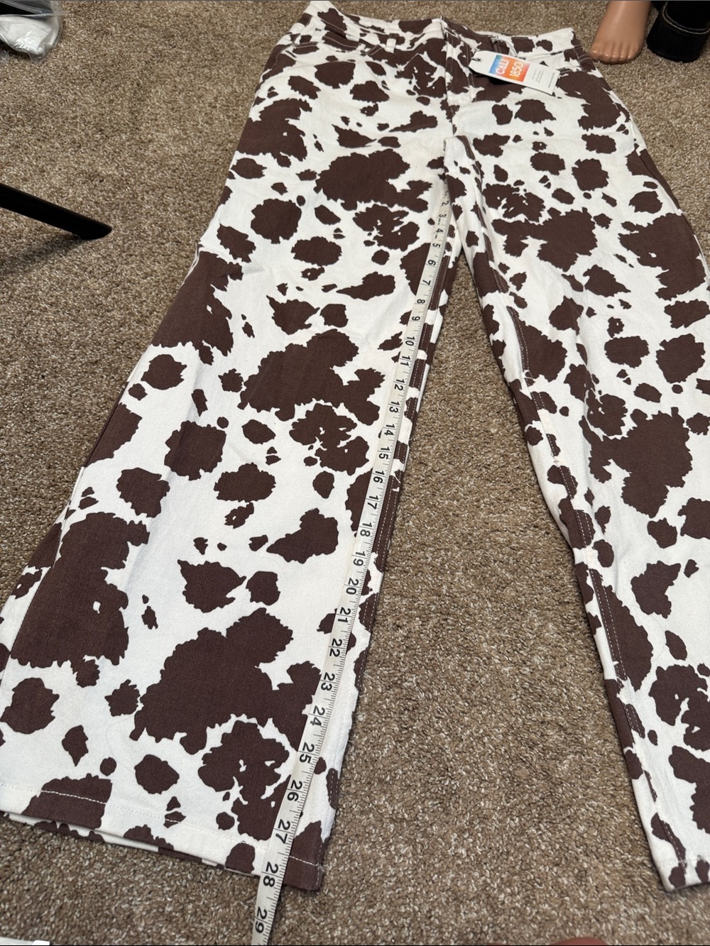 Cali 1850 Brown and White Cow Print Wide Leg Pants western SZ 9 NEW - Picture 3 of 9